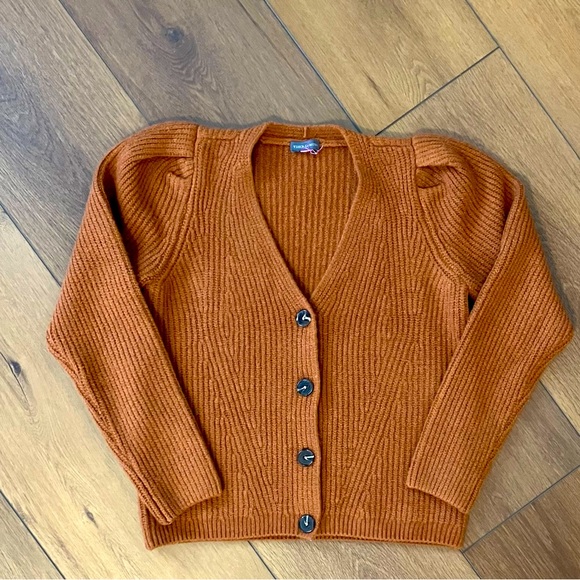 Vince Camuto Sweaters - Vince Camuto | Rust Puffed Sleeve Cardigan
